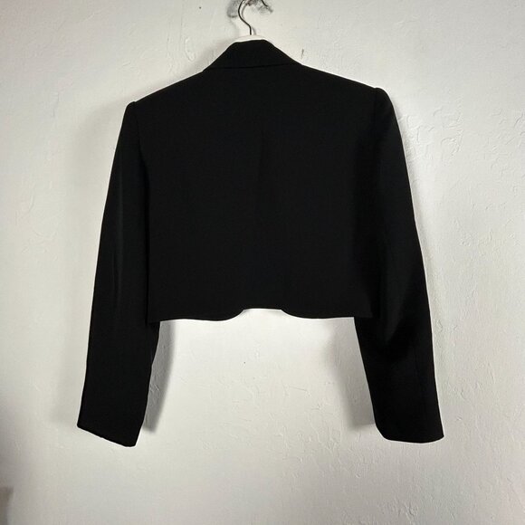 Andrea Polizzi For Rex Lester Womens Black Crop Blazer Jacket Medium Shaw Collar - Picture 2 of 6